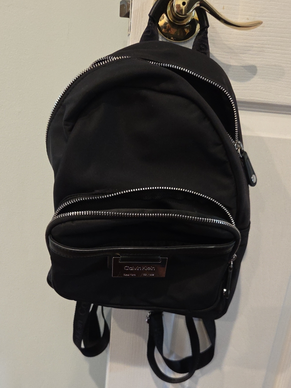 Calvin Klein Black Mini Backpack with Silver Hardware